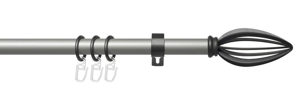 Bella Casa Stilgarnitur Gardinenstange Cast 20 mm Ø, 160 cm, silber-anthrazit
