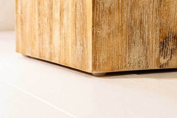 riess-ambiente Beistelltisch COLUMNA 50cm natur / teakgrau gekälkt, Massivholz · Deko-Säule · Handarbeit · Akazie