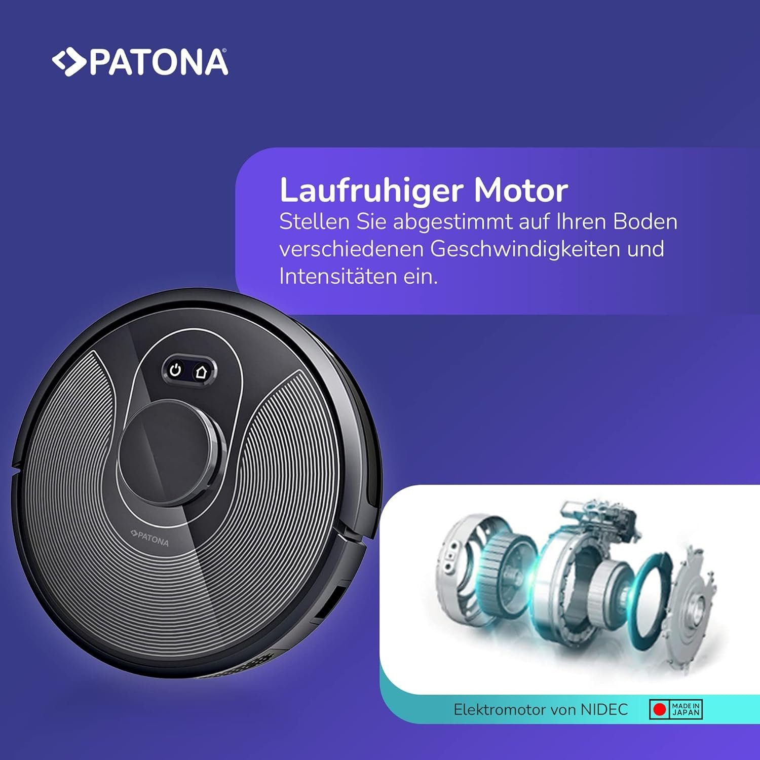 Patona Nass-Trocken-Saugroboter VM16 mit Wischfunktion Staubsauger Laser APP-Steuerung Desinfektion