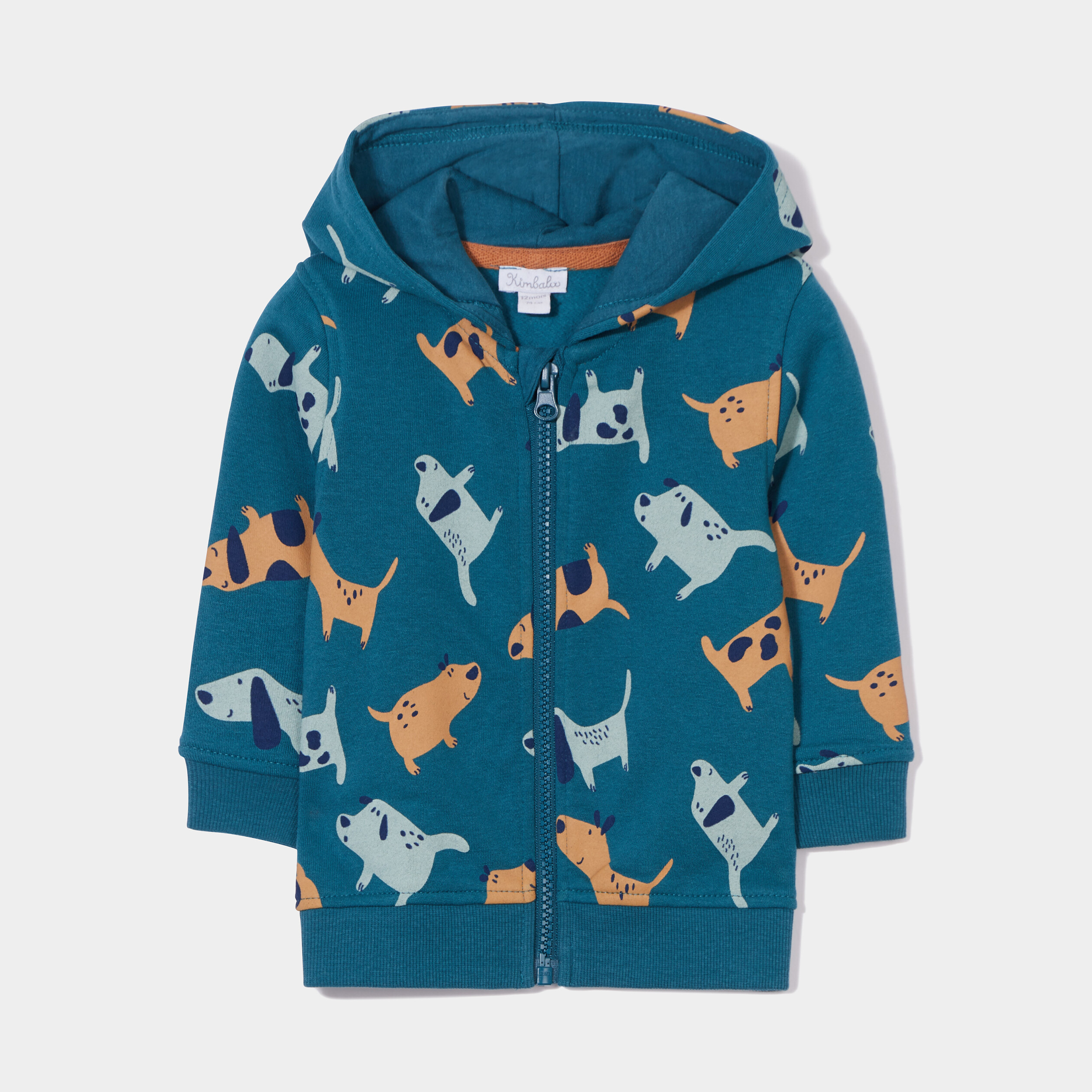 Sweat zippé à capuche coton vert canard bébé garçon | La Halle