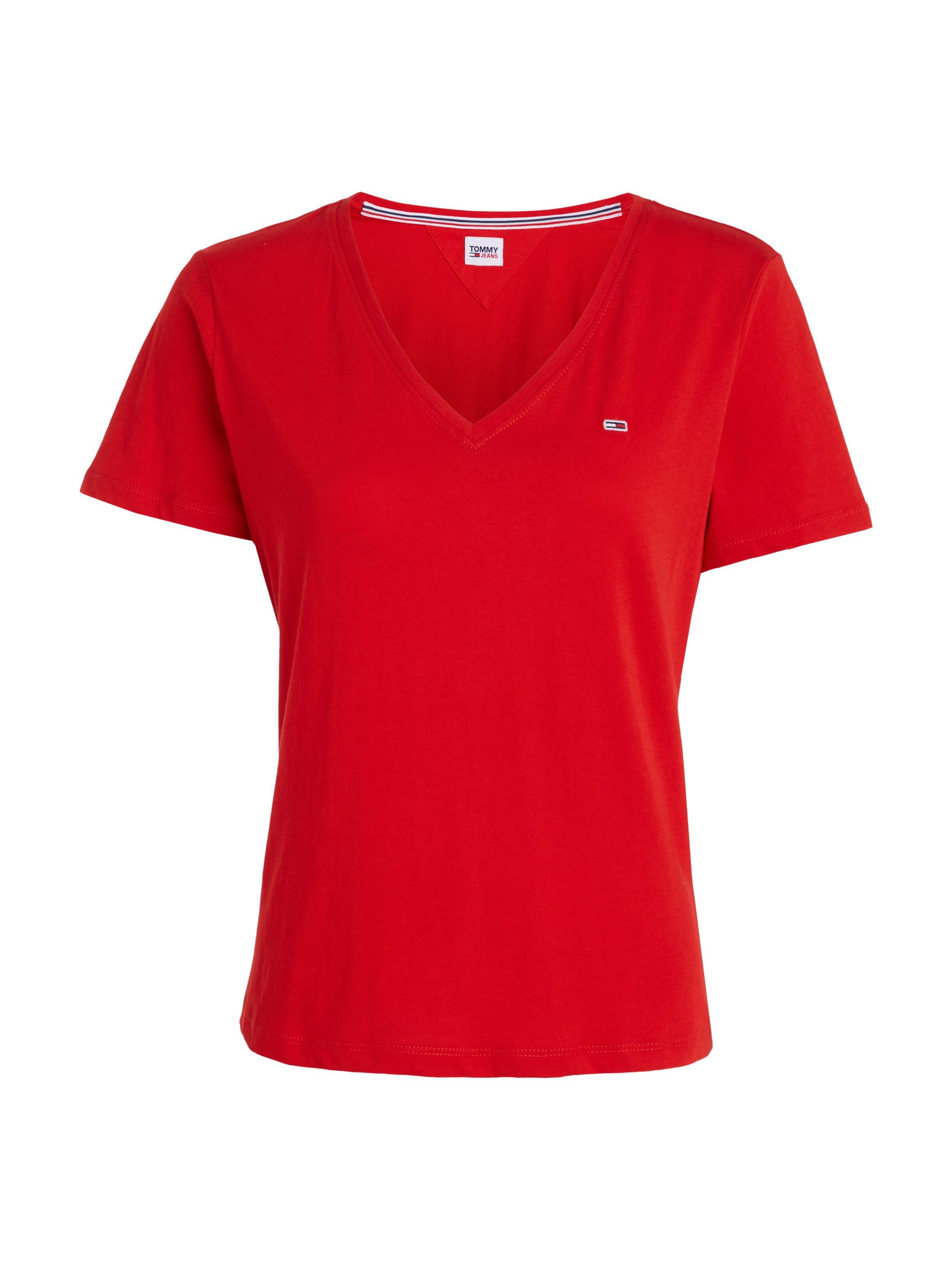 Tommy Jeans V-Shirt mit Tommy Jeans Logo-Flag auf der Brust