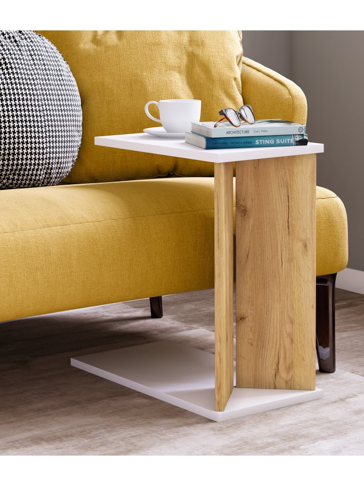 VCM  Holz Beistelltisch Couchtisch Sofatisch Nachto M in Weiß / Honig-Eiche günstig kaufen onesize