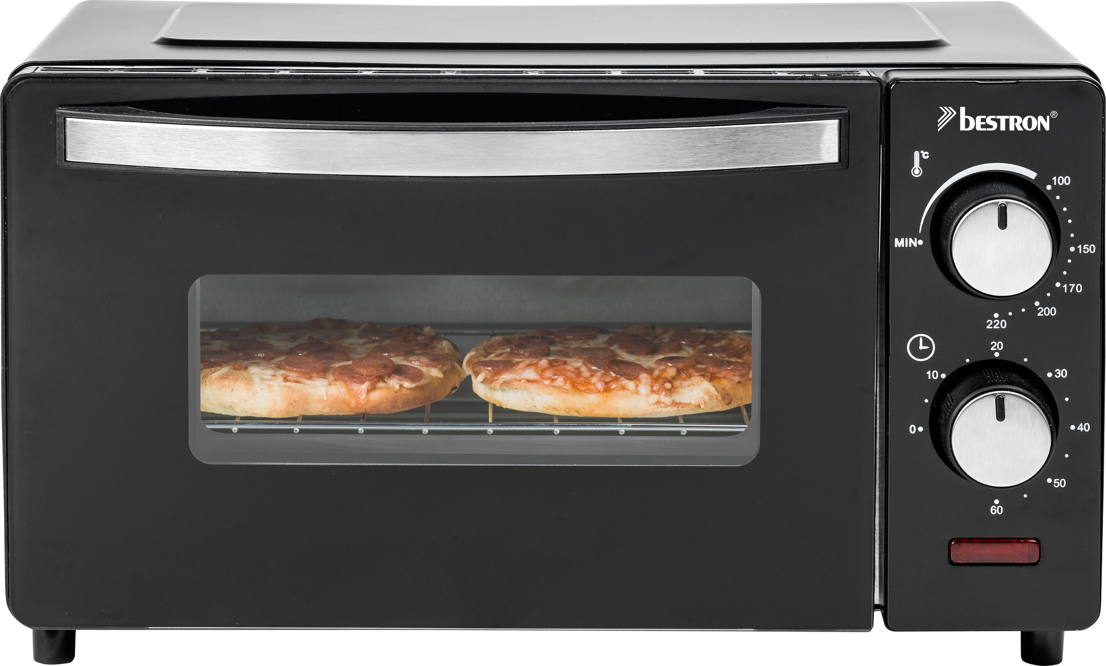 bestron Minibackofen AOV9 kompaktes Gerät, 800 Watt, Schwarz