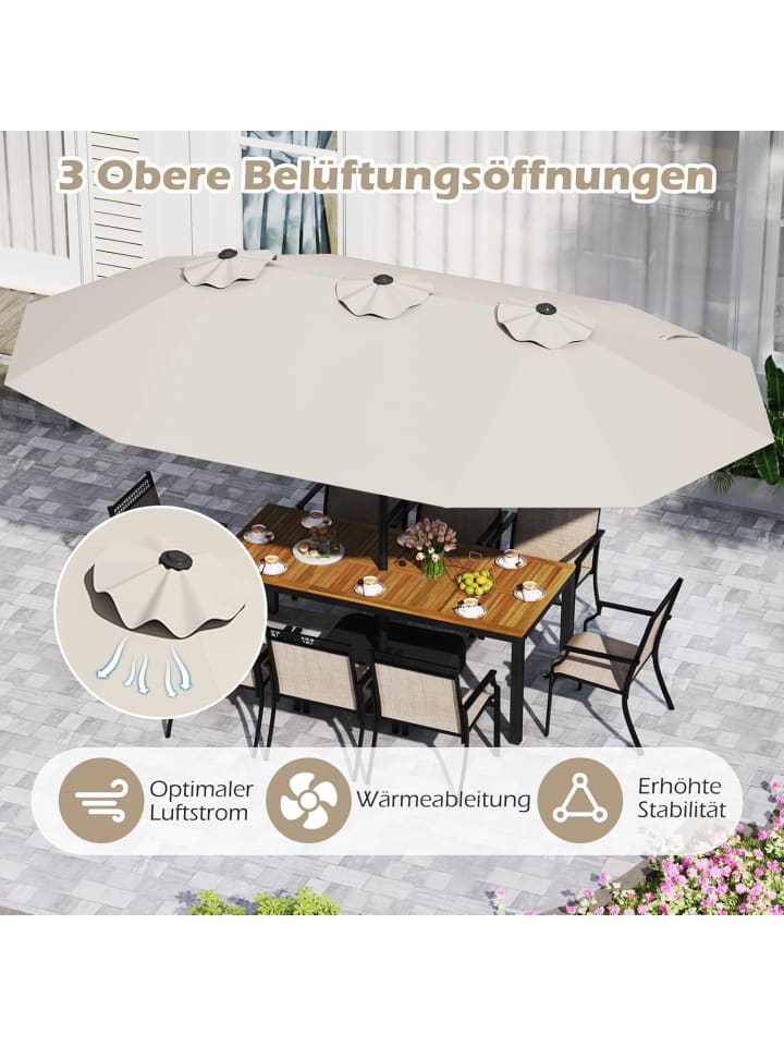 COSTWAY Doppelsonnenschirm mit Ständer 443 x 263 cm in Beige günstig kaufen onesize