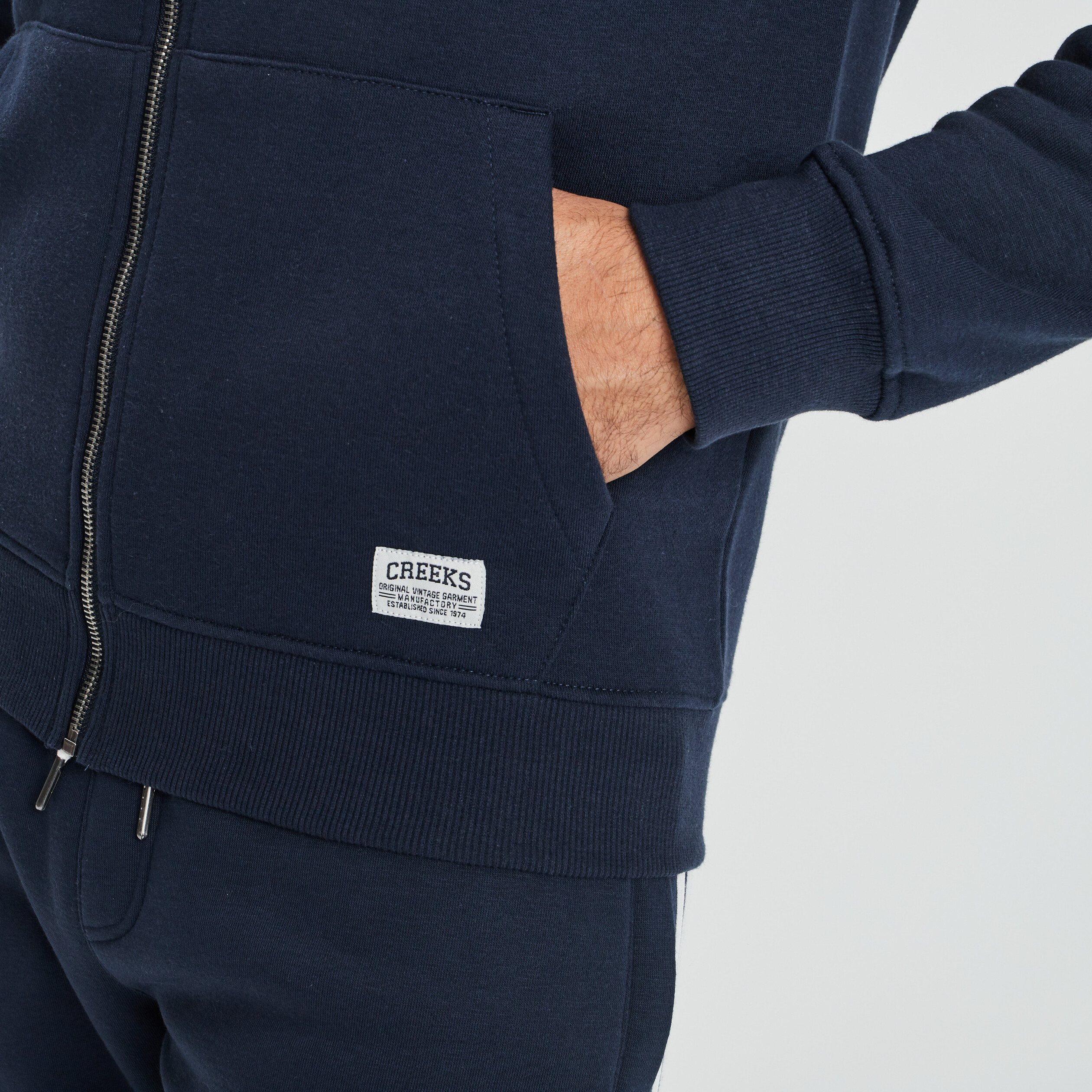 Sweat zippé à capuche Creeks bleu marine homme | La Halle