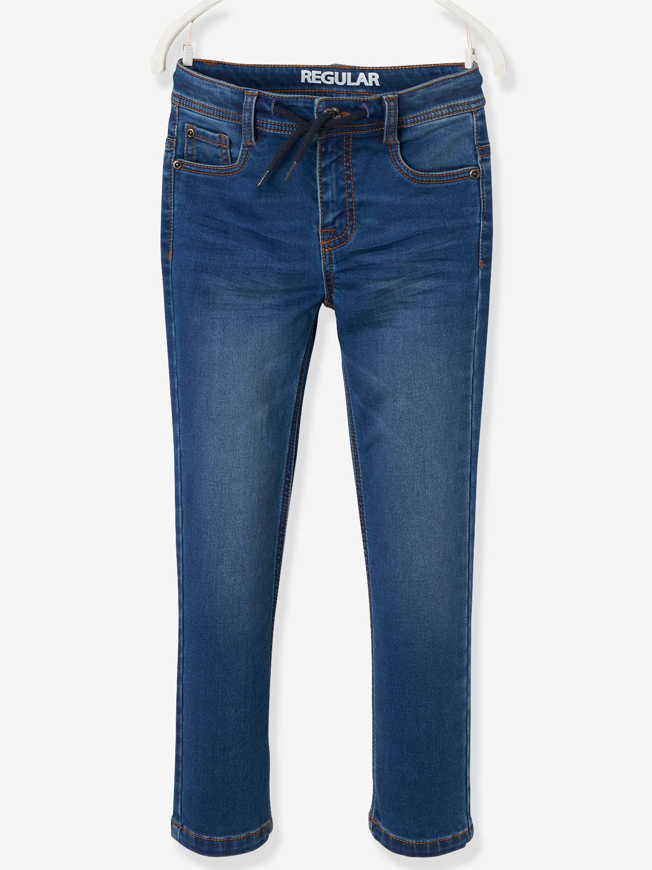 Pantalon droit confort en molleton effet denim garçon stone