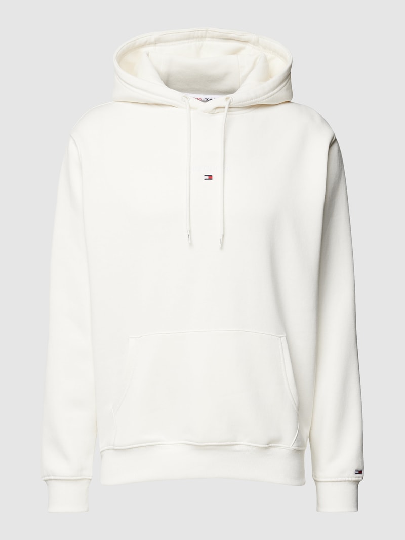 Hoodie mit Logo-Stitchings in offwhite
