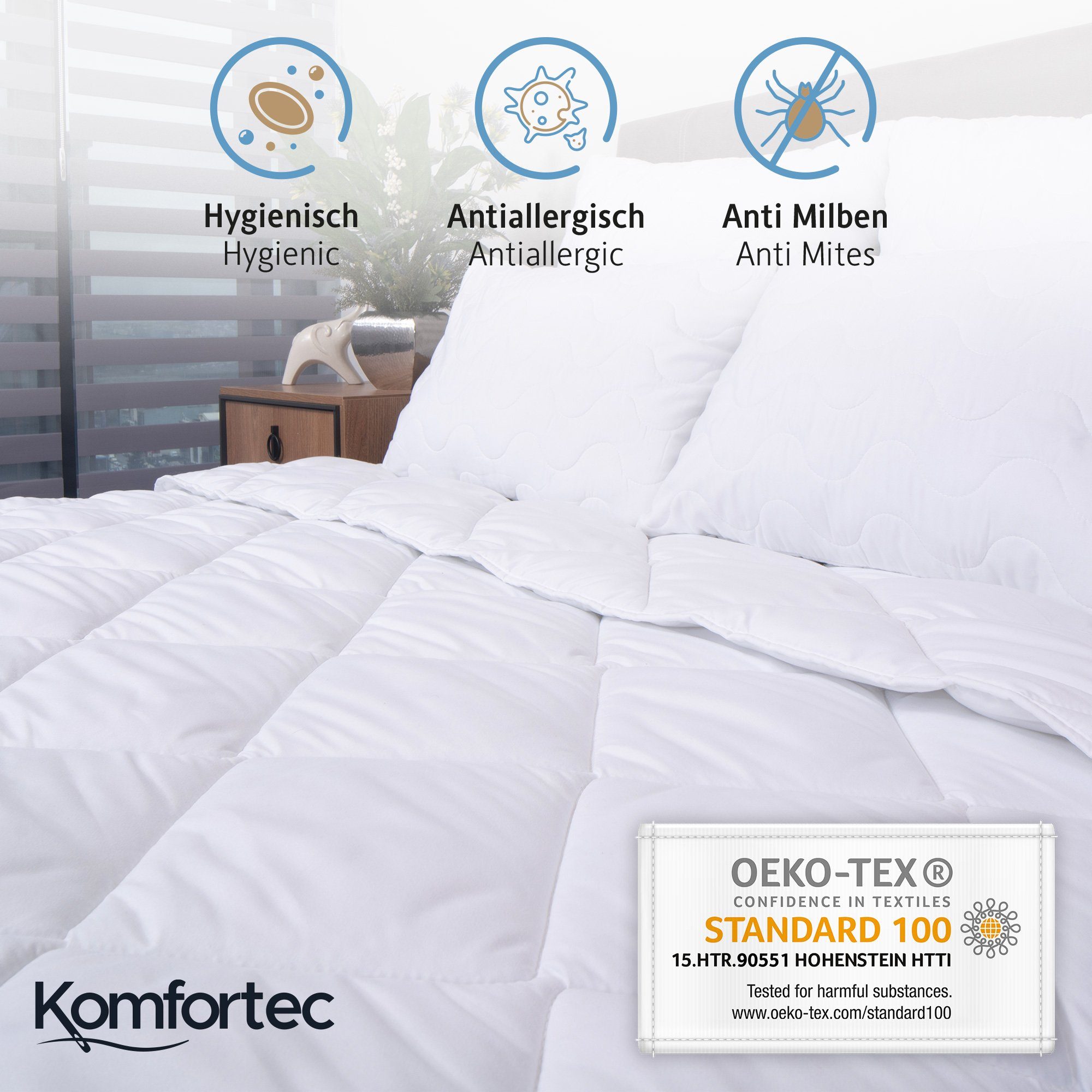 Microfaserbettdecke, Bettdecke, Komfortec, Füllung: 100% Silikonfaser, Bezug: 100% Mikrofaser, Wärmeklassen: 4-Jahreszeiten, Sommer, Ganzjahres -und Winterbettdecke