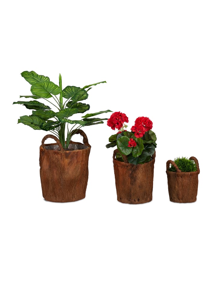 relaxdays 3tlg. Pflanzkorb Set in Natur günstig kaufen onesize