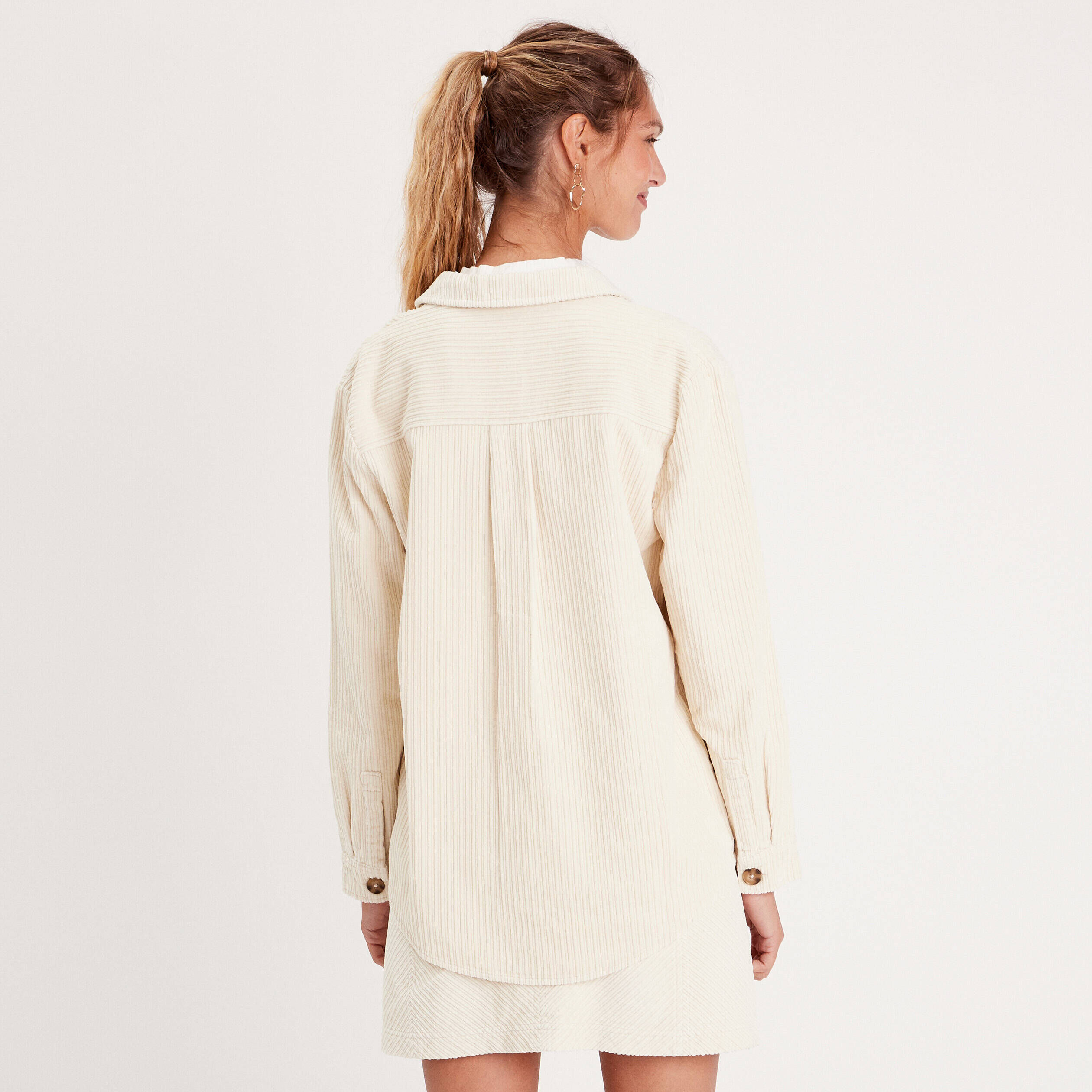 Surchemise velours côtelé ecru femme | Cache Cache