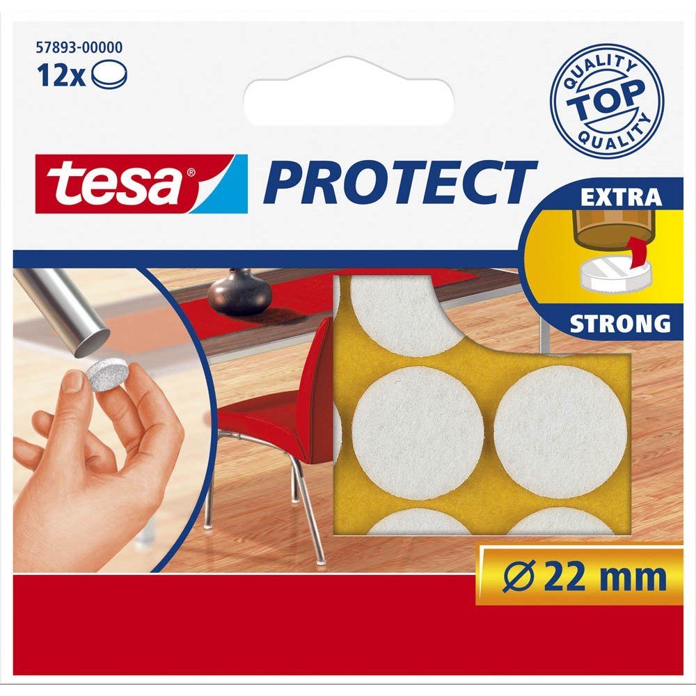 tesa Kugelschreiber tesa Protect Filzgleiter rund 22mm weiß 12St.