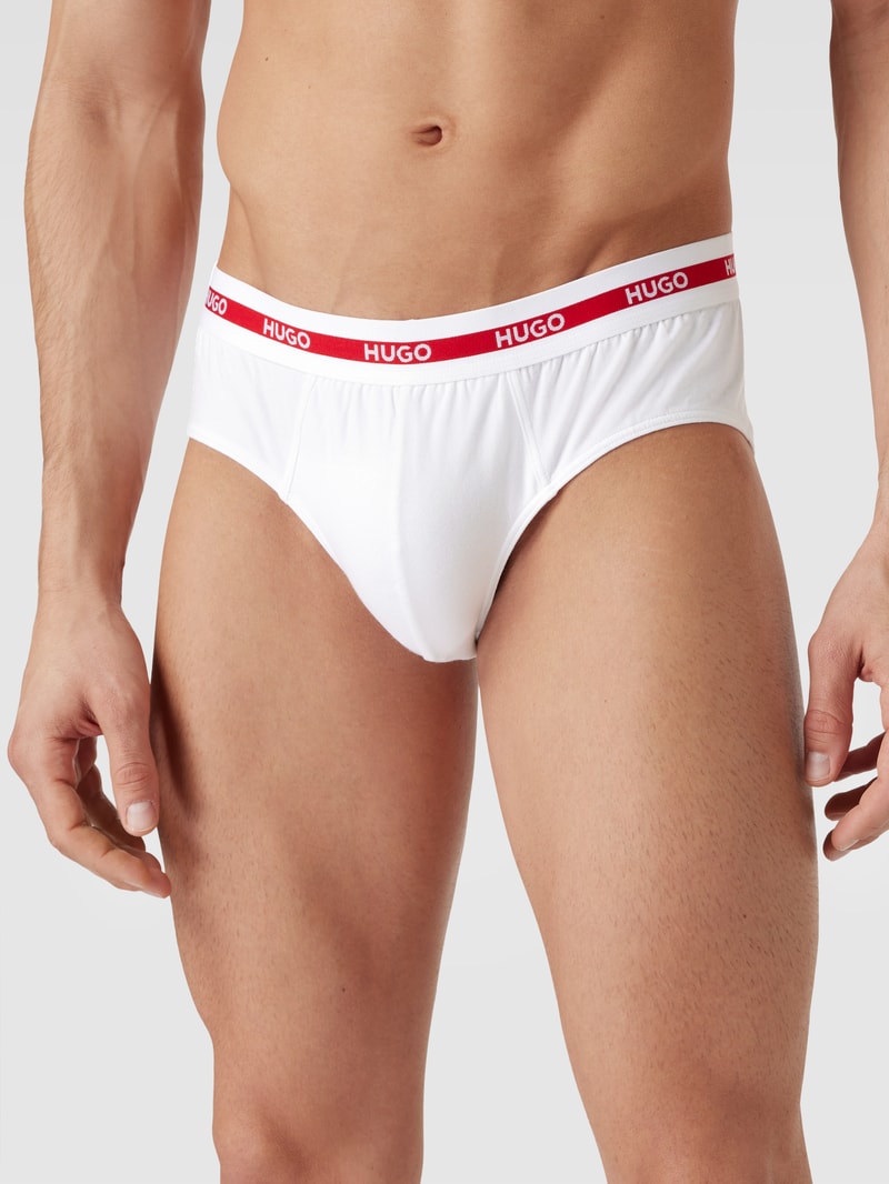 Slip mit elastischem Logo-Bund im 3er-Pack in weiß