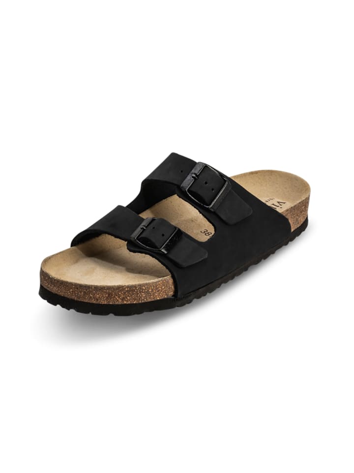 VITAFORM Nubukleder Pantoletten in nero günstig kaufen