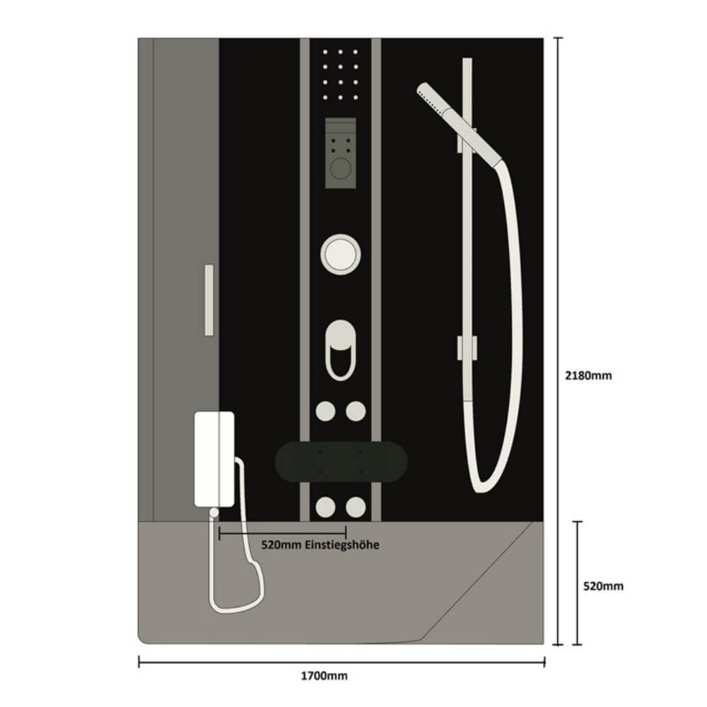 Home Deluxe ALLIN 2in1 schwarz 170x90cm - links
