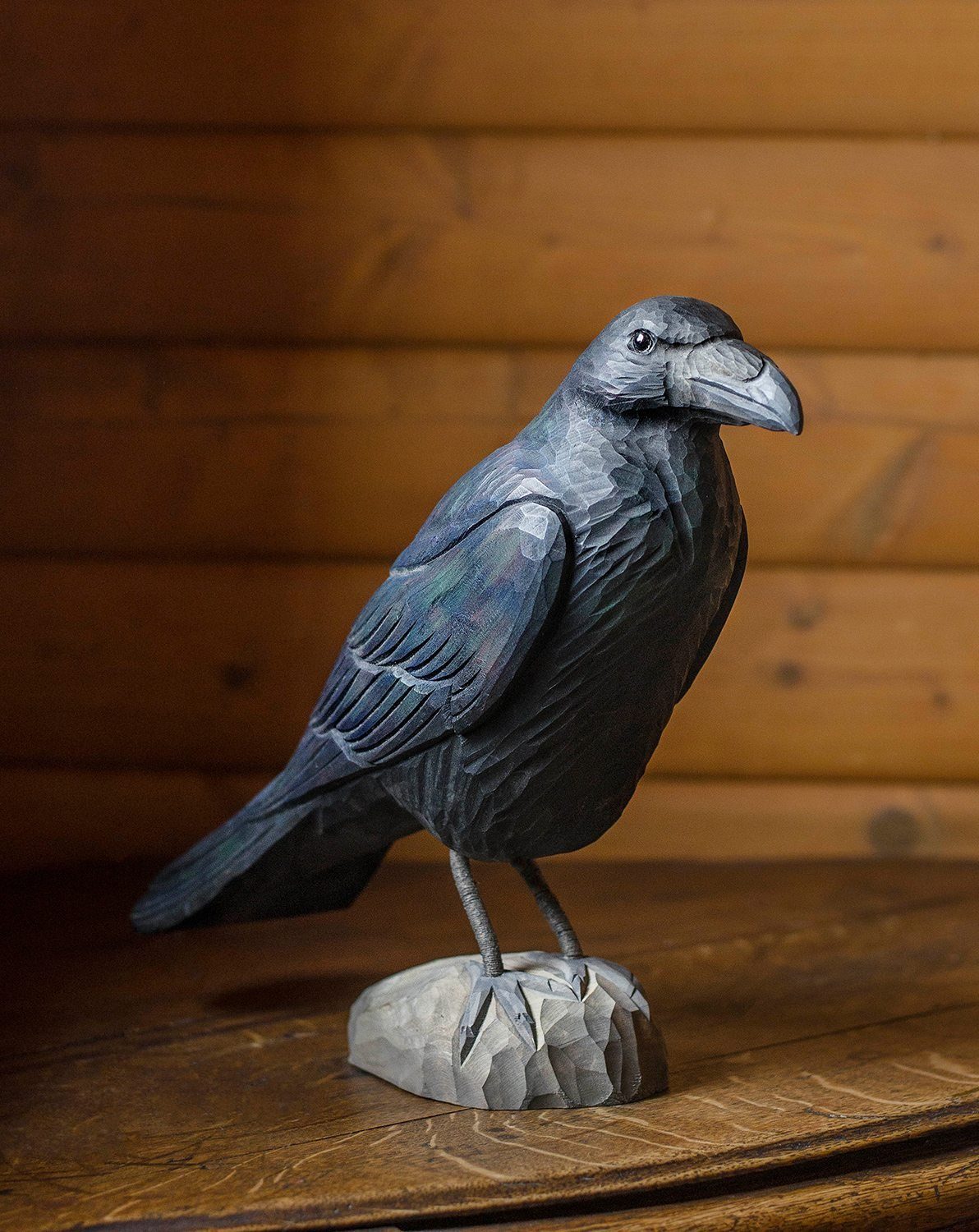 Wildlife Garden Dekofigur Decobird Rabe handgeschnitzt Höhe 36,0 cm, Holz (Linde)