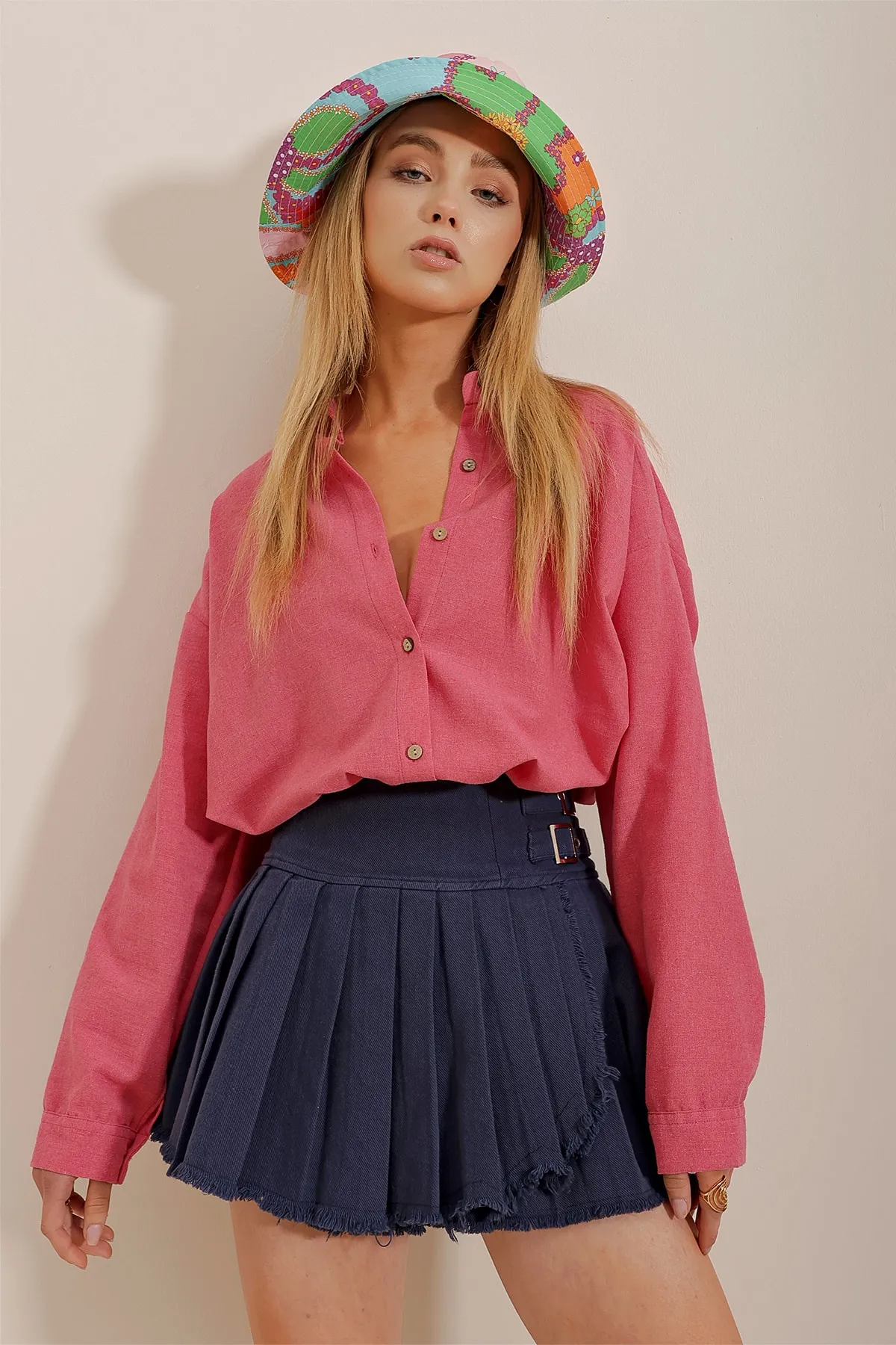 Trend Alaçatı Stili  Hemd - Rosa - Oversized