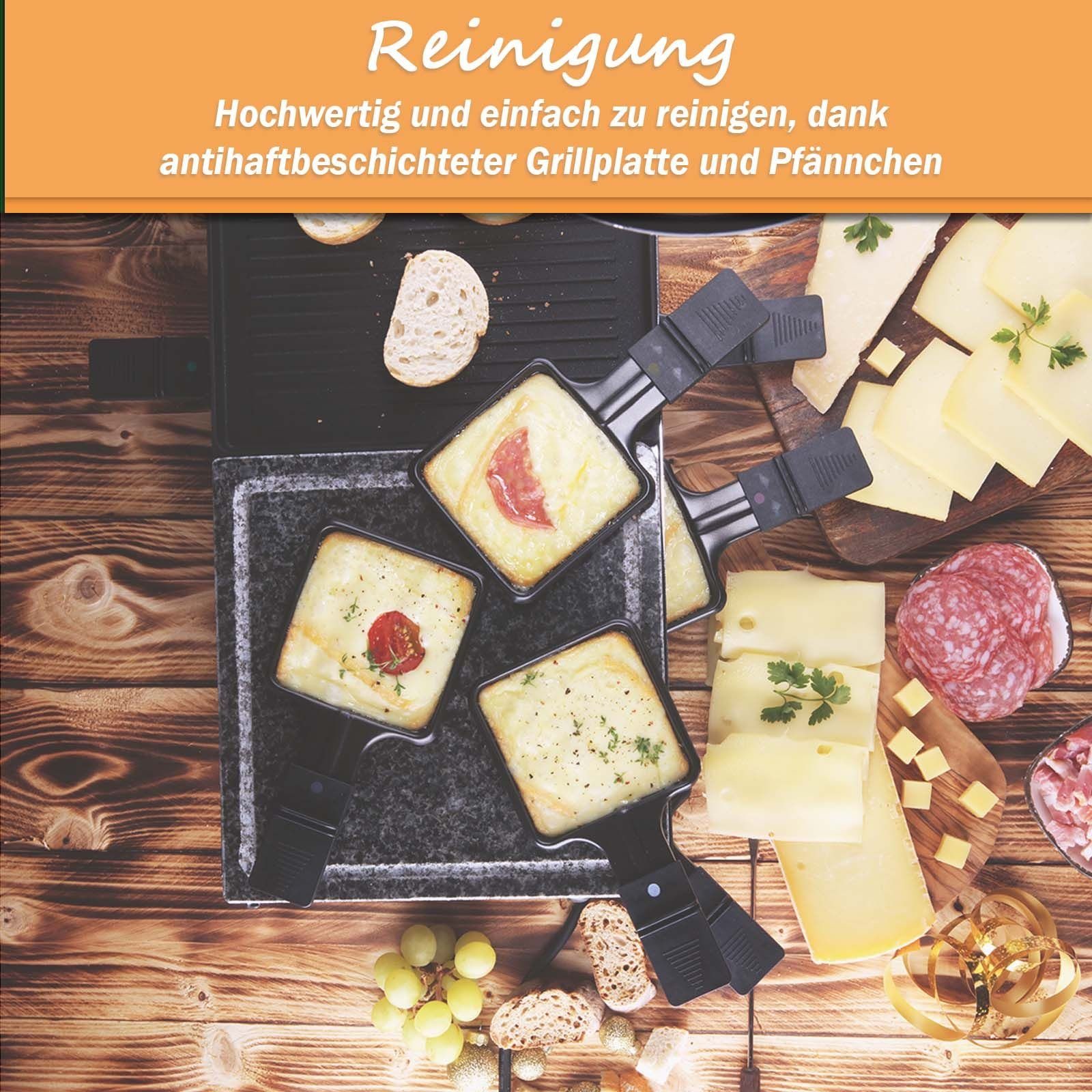 bmf-versand Raclette Raclette Grill für 8 Personen inkl Pflegetuch Heißer Stein