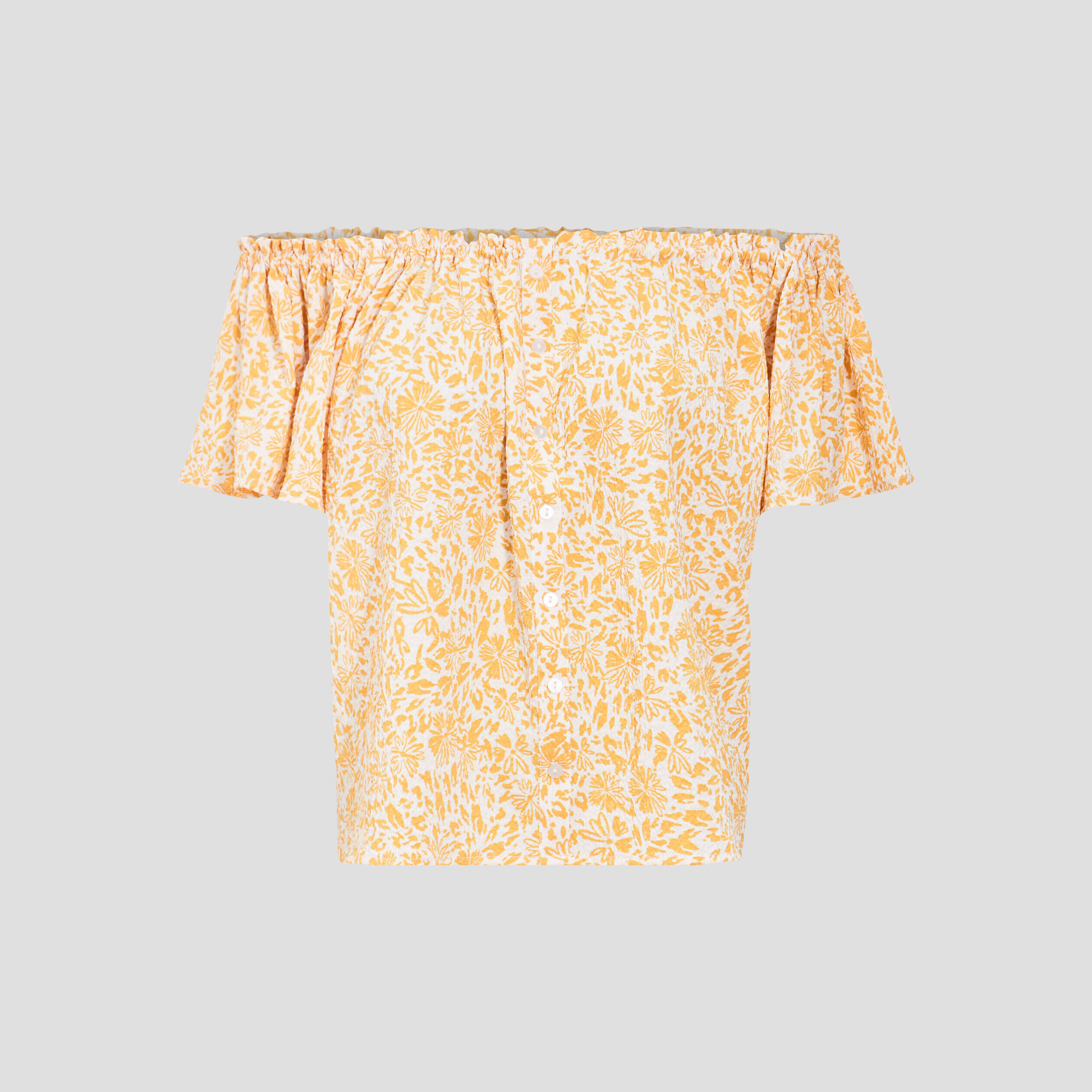 Blouse manches courtes jaune moutarde femme | Cache Cache