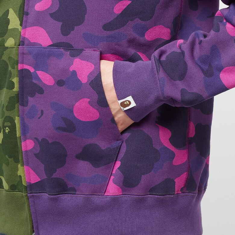 A Bathing Ape Color Camo Seperate Shark Full Zip Hoodie green x yellow