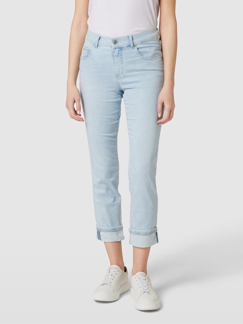Jeans mit Stretch-Anteil in 7/8-Länge Modell 'CICI CROPPED CHAIN' in hellblau