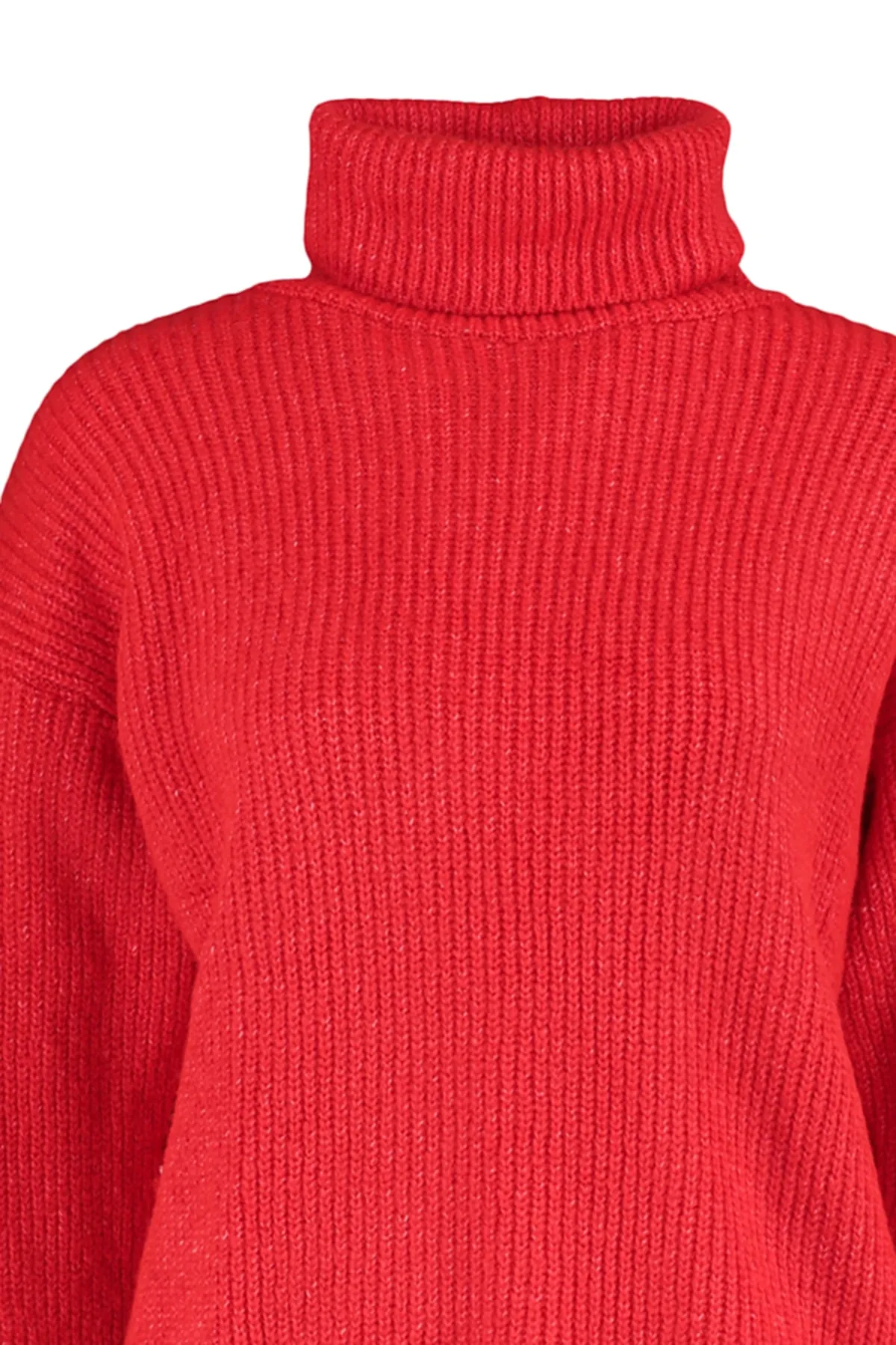 Trendyol Collection  Roter, weich strukturierter Basic-Strickpullover mit weiter Passform TWOAW23KZ00611