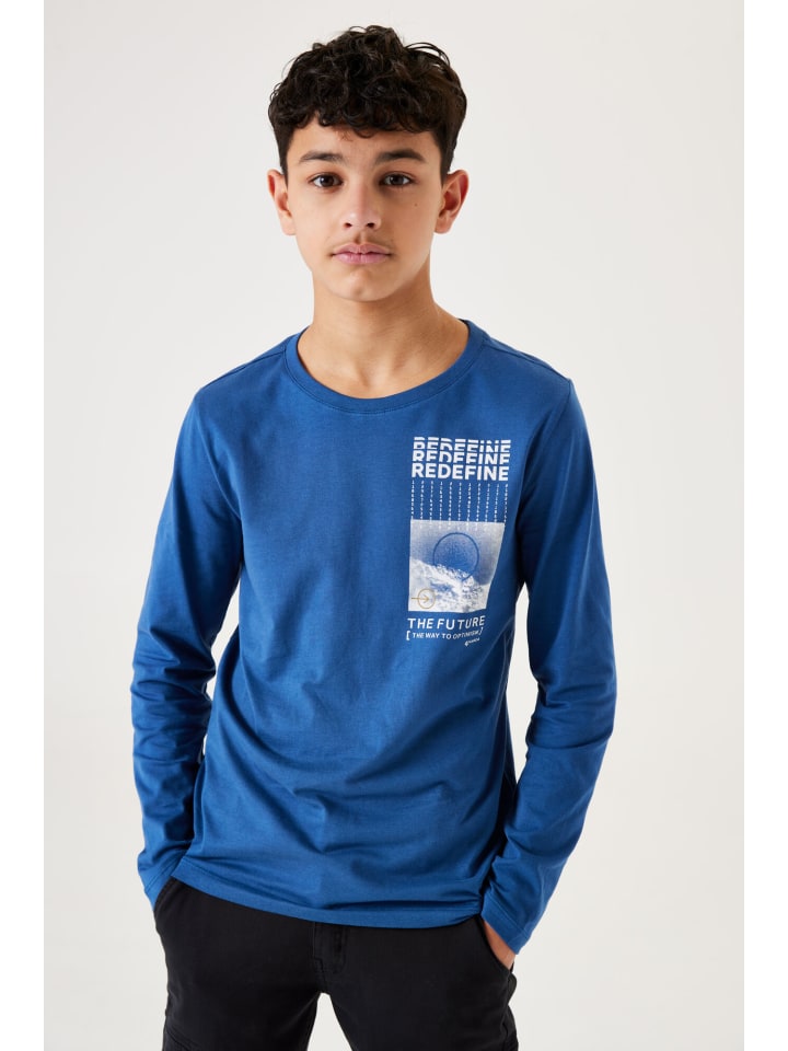 Garcia Langarmshirt mit Print in dew blue günstig kaufen