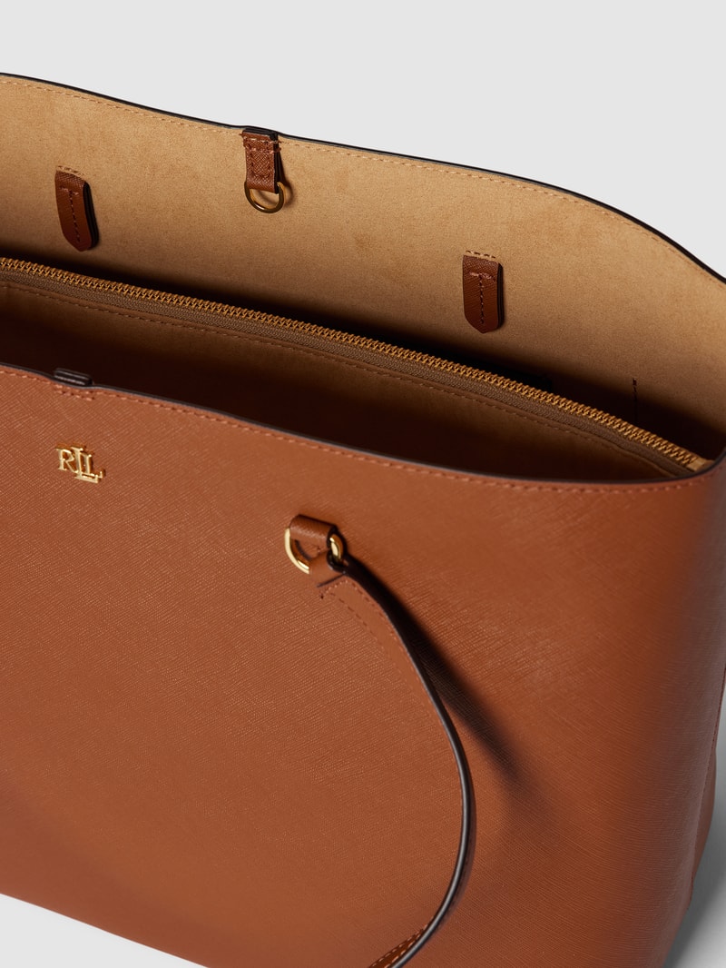 Tote Bag mit Label-Detail Modell 'KARLY' in cognac