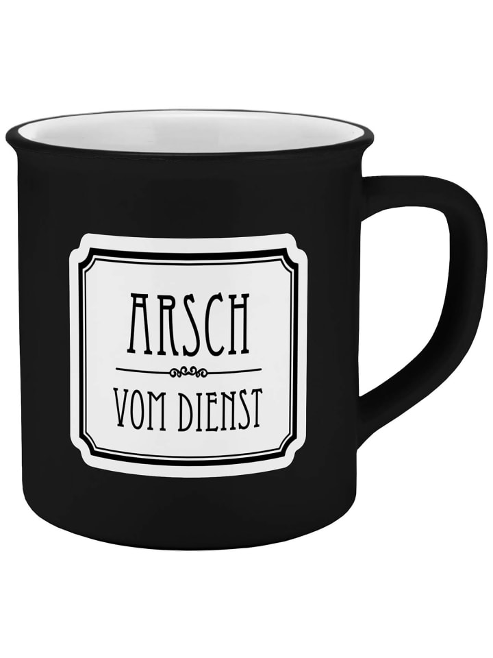Geda Labels Tasse Arsch vom Dienst Emaille-Optik in Schwarz - 400 ml günstig kaufen onesize