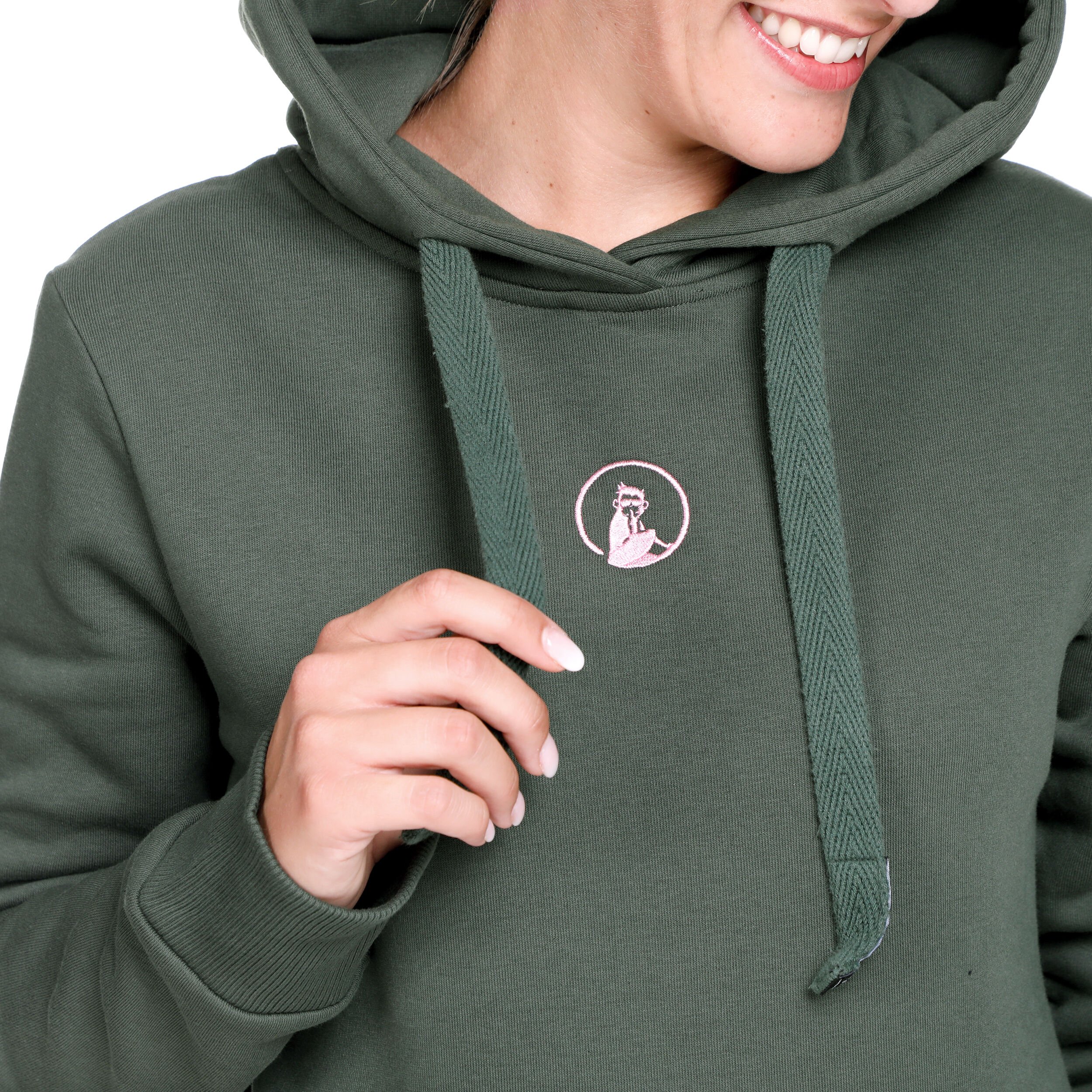 Ready To Serve Hoody Damen - Dunkelgrün, Rosa