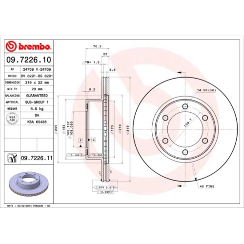Bremsscheibe Brembo Vorderachse  2 Stück 09.7226.11 - ATU
