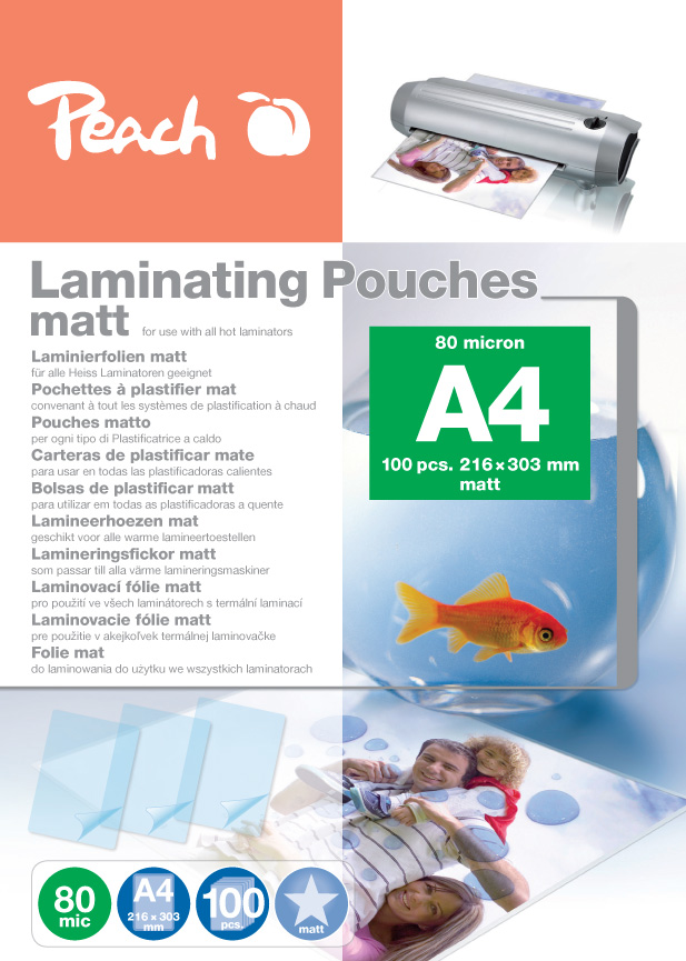 Peach Laminierfolien A4, 80 mic, matt, 100 Stk.