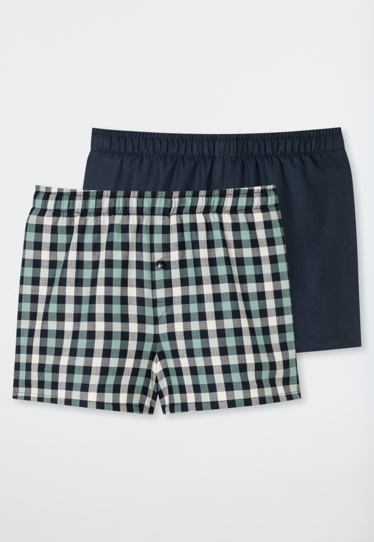 Boxershorts Webware 2er Pack Karos nachtblau/ mehrfarbig - Boxershorts Multipacks