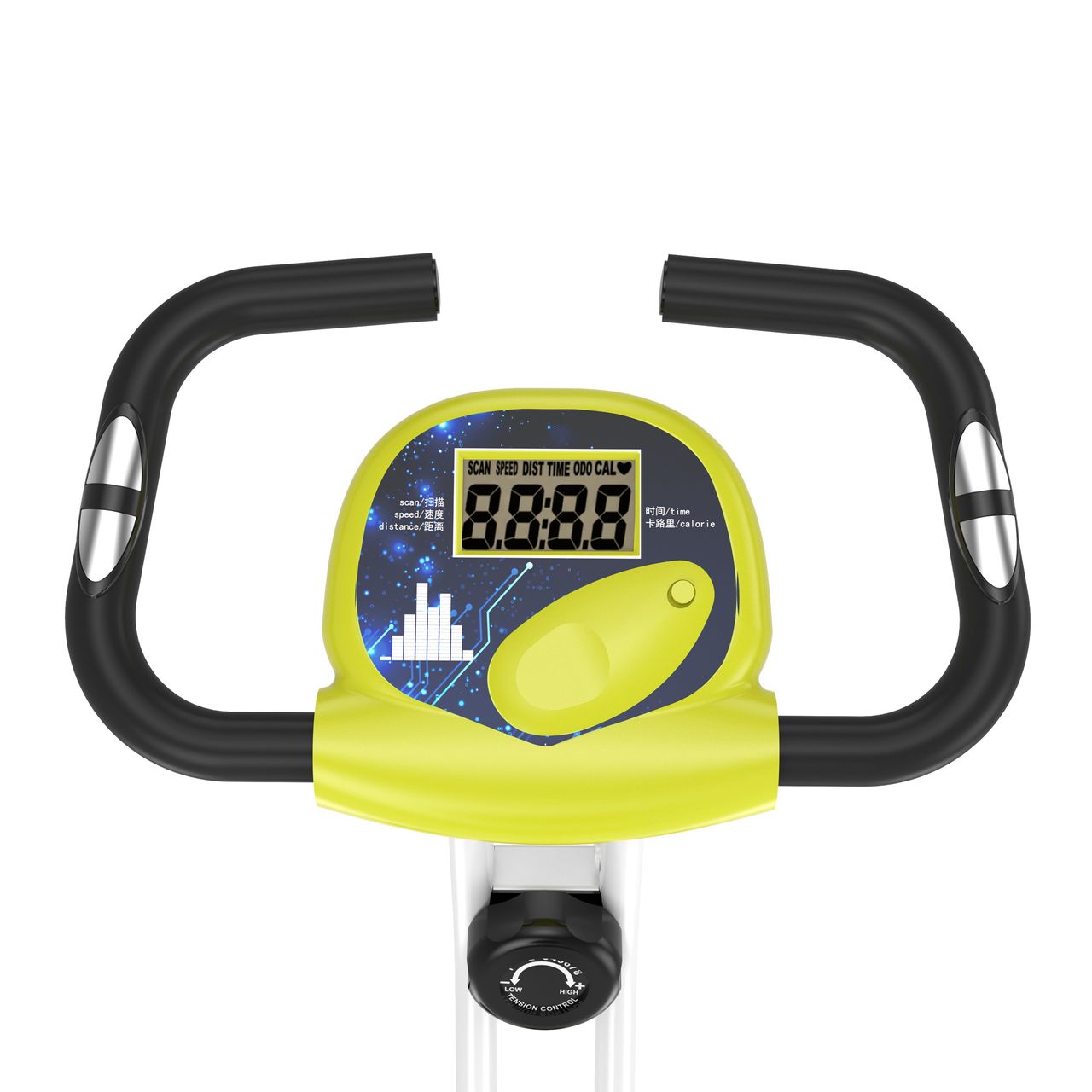 HOMCOM Heimtrainer Fahrradtrainer mit 8 stufig einstellbarem Magnetwiderstand Gelb Weiß 43 x 97 x 109 cm