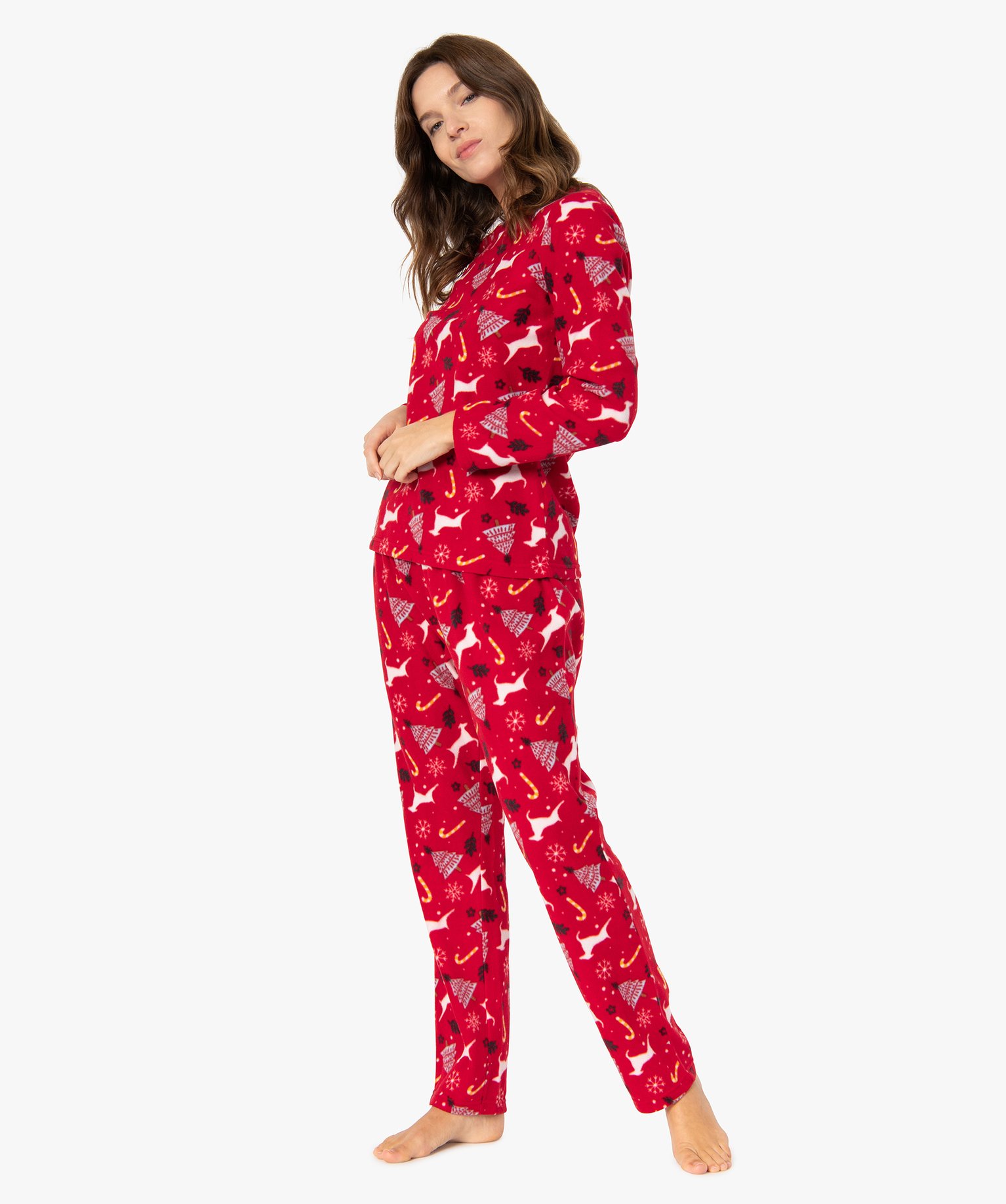 Pyjama femme spécial Nol en polaire fine imprime | GEMO
