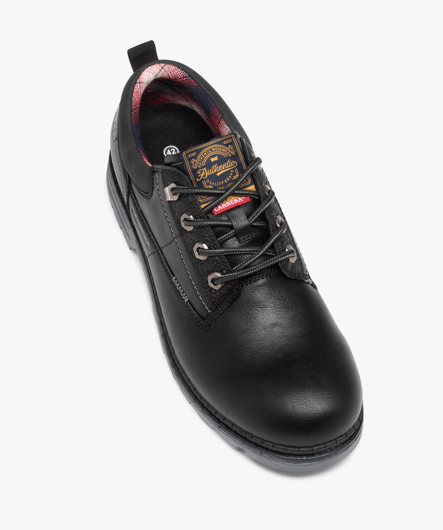 Derbies homme unis à semelle crantée et col rembourré noir | GEMO