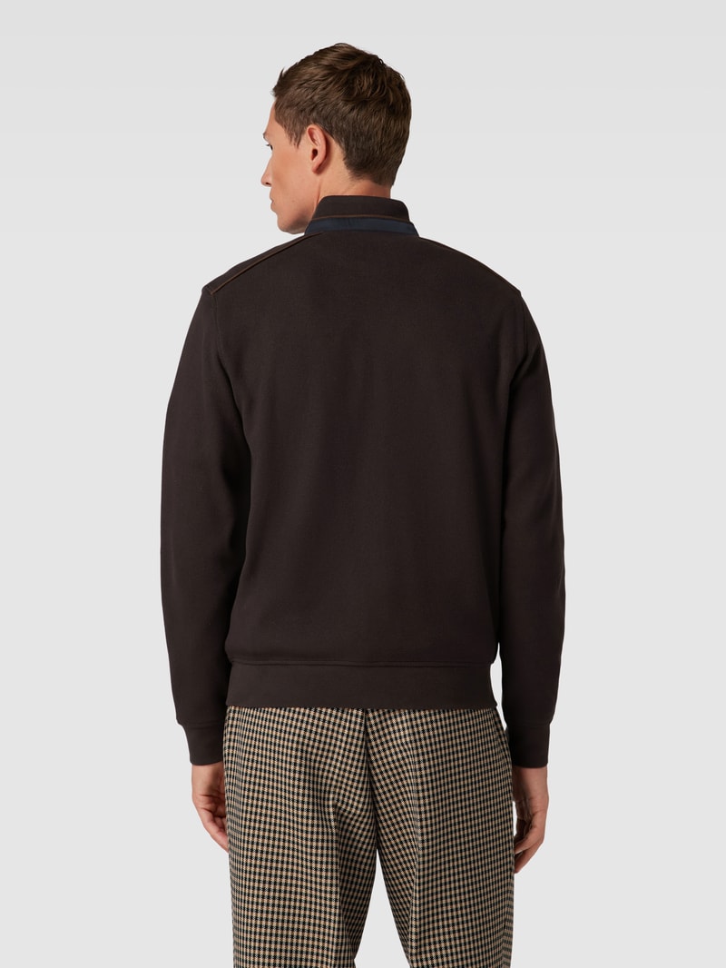 Sweatjacke mit Reißverschluss in dunkelbraun