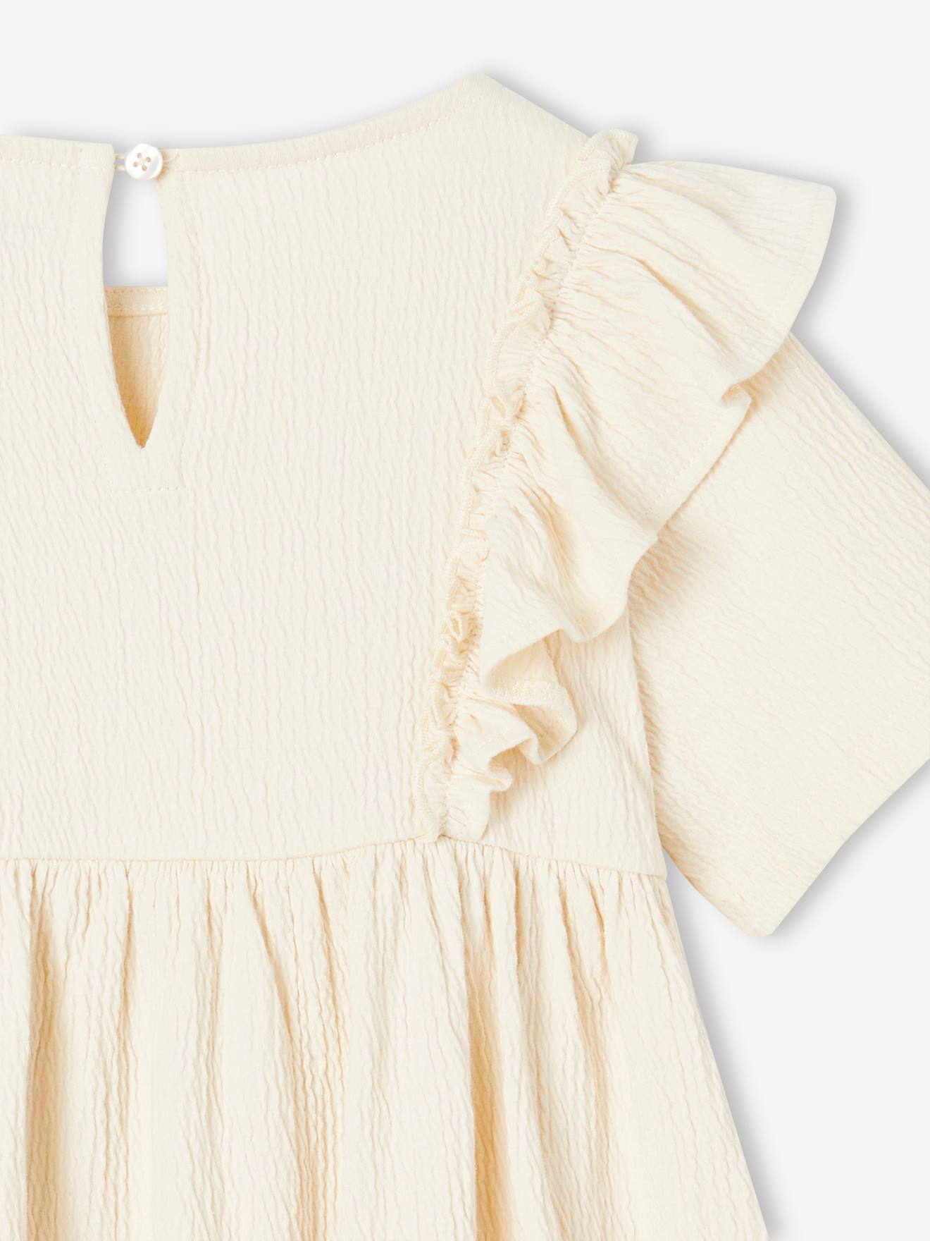 Vertbaudet Mädchen Volantkleid Oeko-Tex - wollweiß