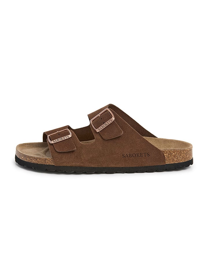 SABOKETS Leder-Pantoletten in Braun günstig kaufen