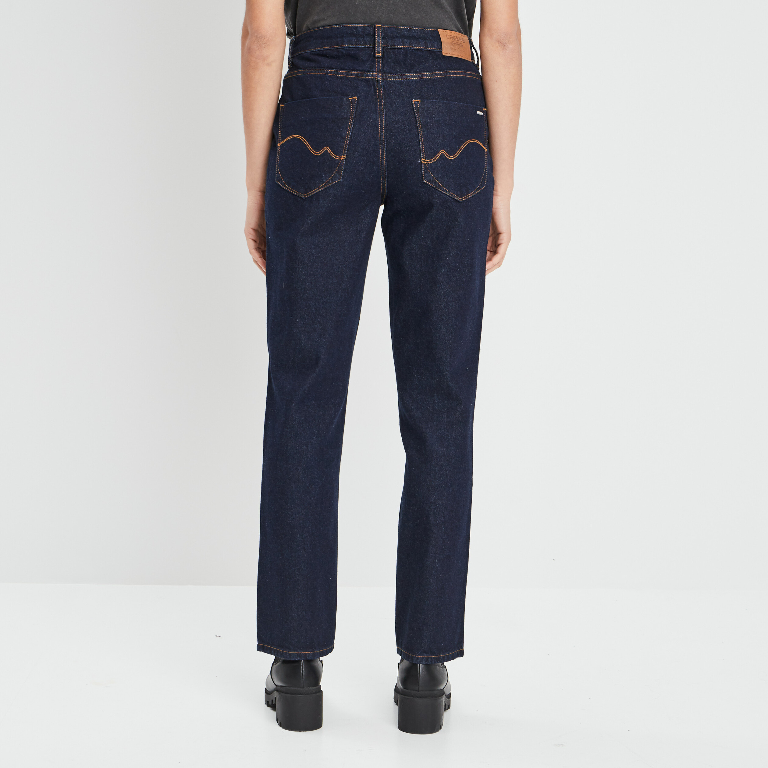 Jeans straight taille haute denim stone femme | La Halle
