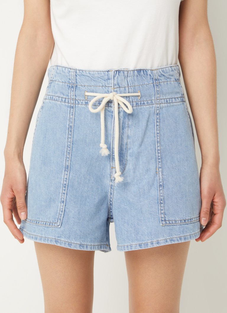 ba&sh  Mabo high waist regular fit korte broek van denim met trekkoord