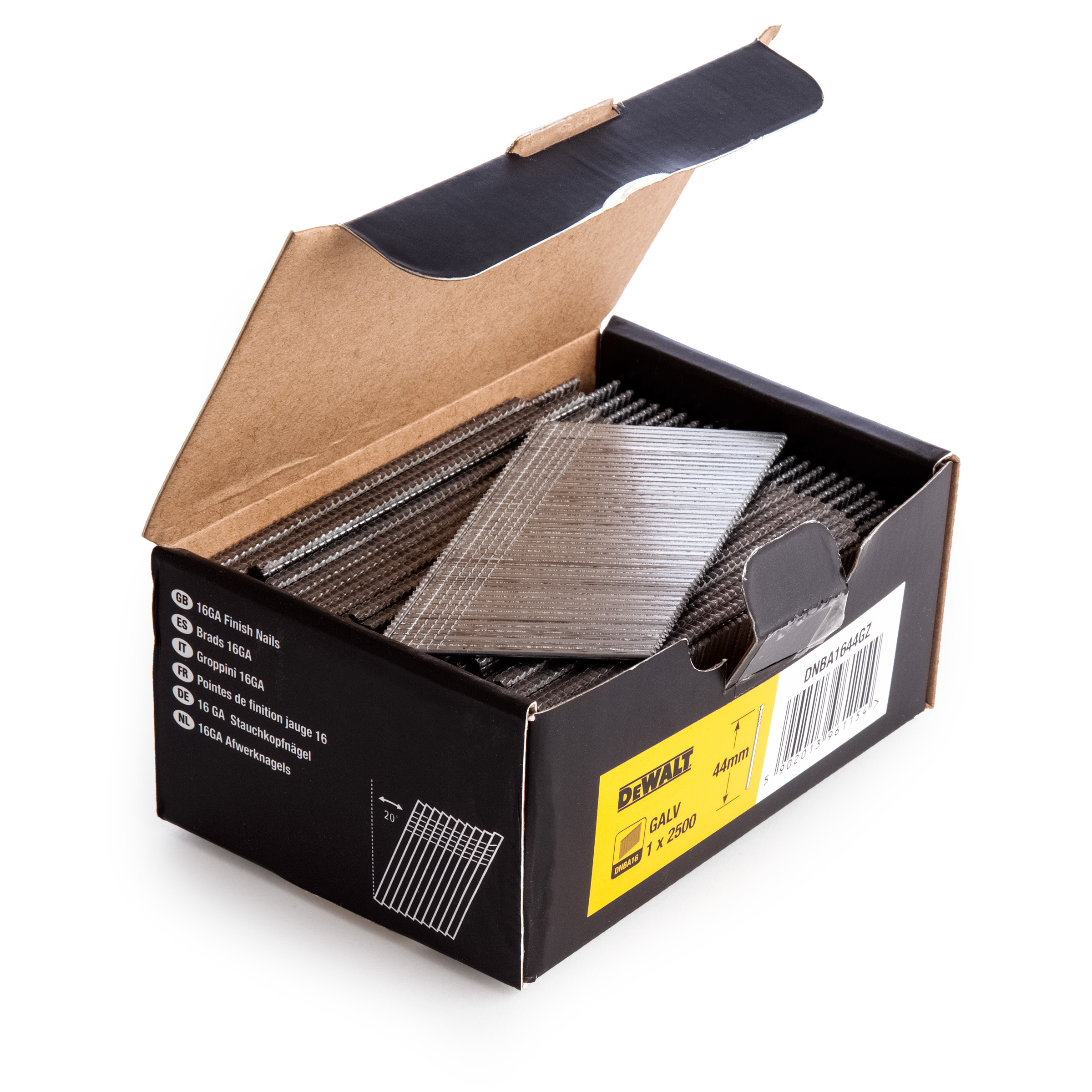 DeWalt tartozékok DNBA1638GZ Brad 16-os méretű ferde 20°-os horganyzott 2500 darab 38 mm