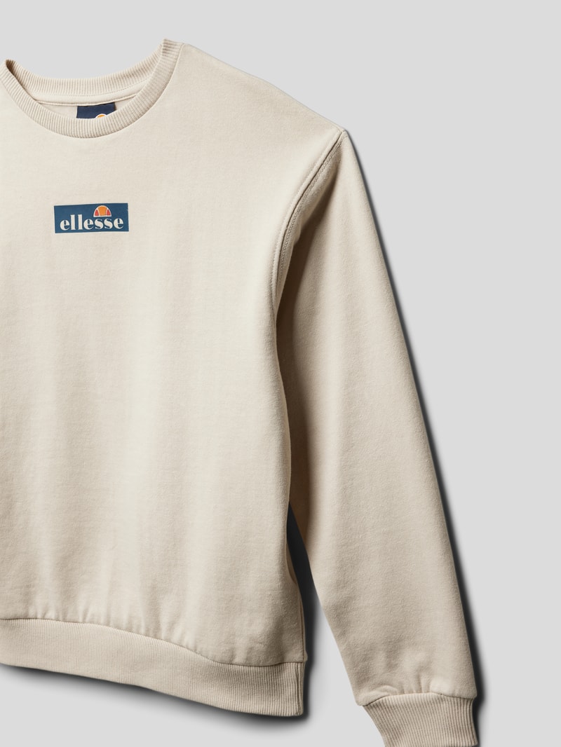 Sweatshirt mit Label-Print Modell 'Saliotto' in beige