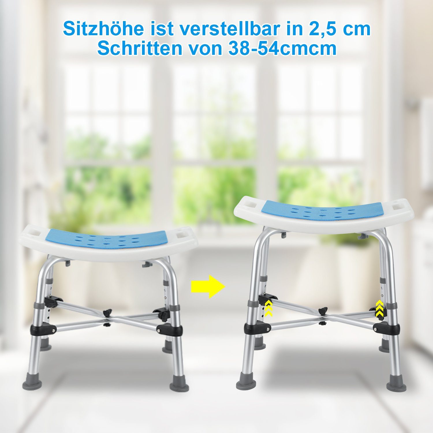 Yakimz Duschhocker Duschhocker Badhocker Höhenverstellbarer Duschstuhl Badestuhl