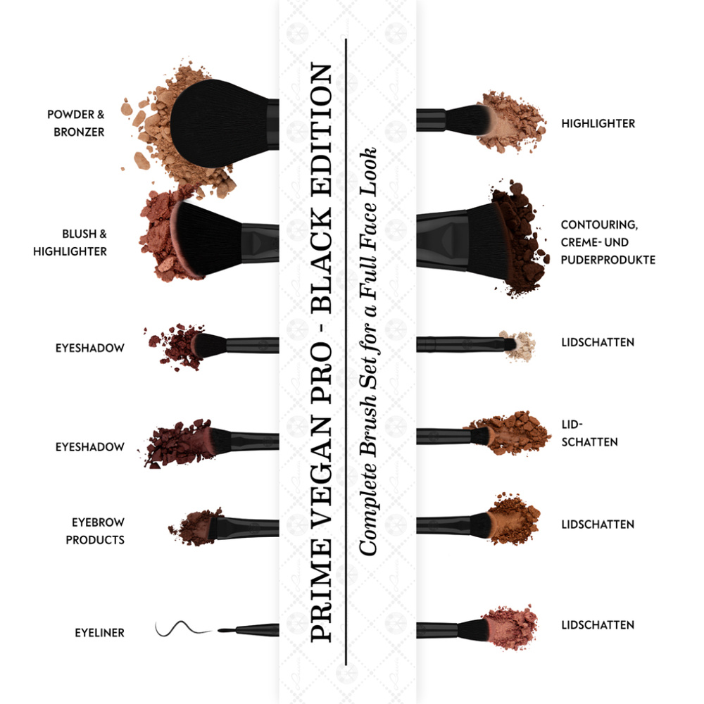 luvia Prime Vegan Pro - Black Set de Pinceaux Visage et Yeaux