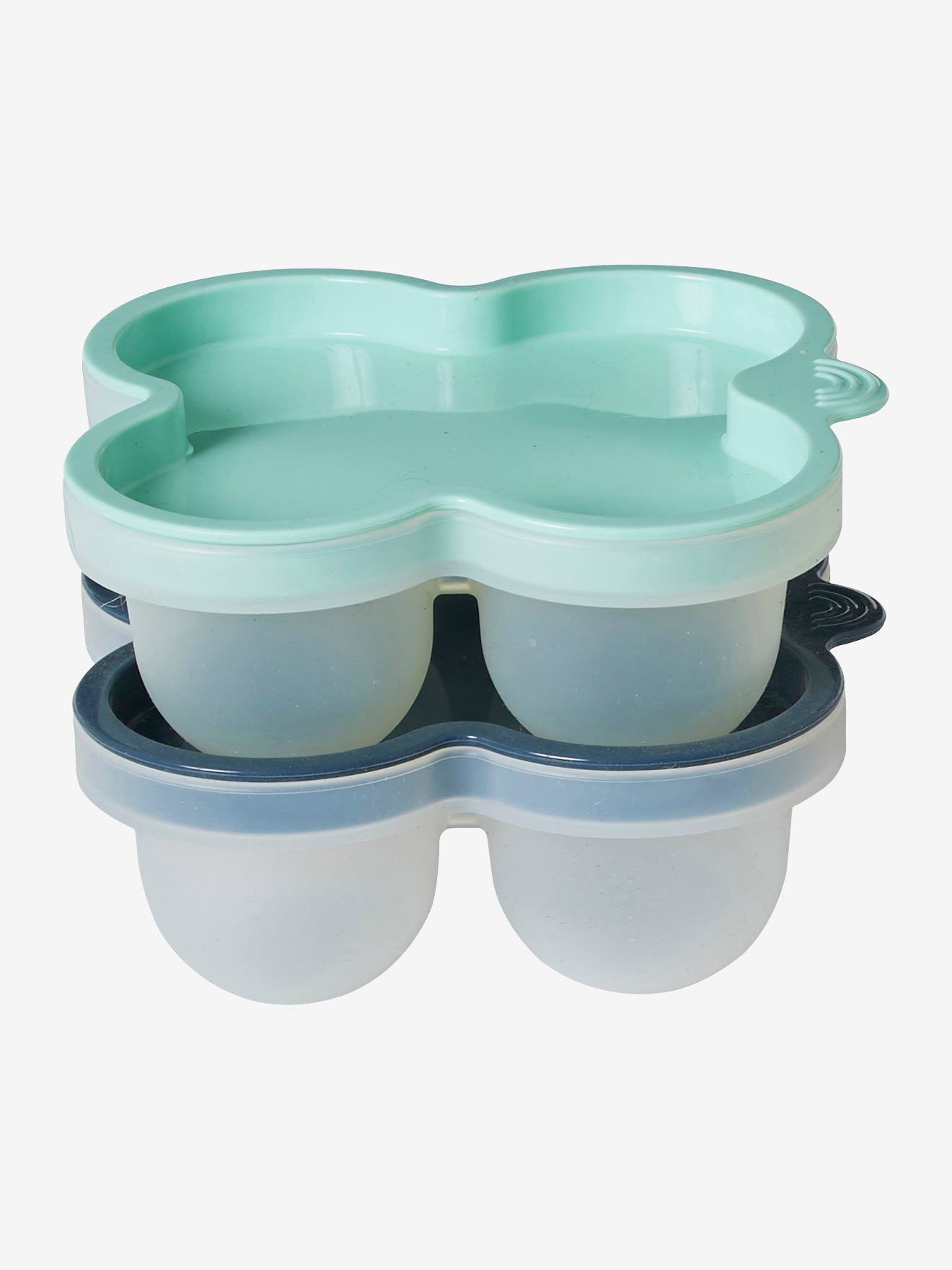 Les 2 pots de conservation en silicone rose/marine