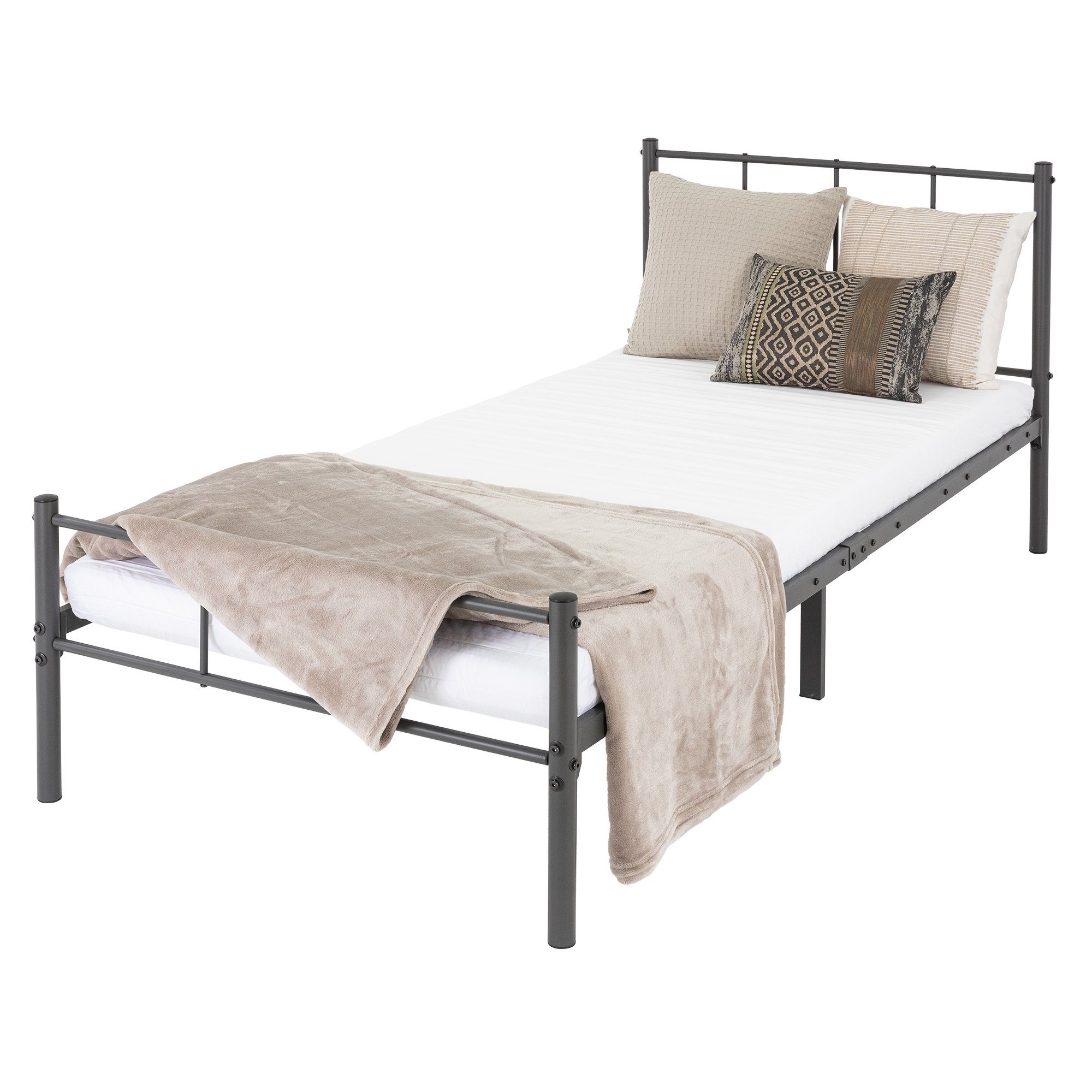 ML-DESIGN Metallbett Bettgestell Schlafzimmerbett Kinder Jugendliche Erwachsene Gästebett, Anthrazit 90x200cm Stahlrahmen Lattenrost robust leichte Montage