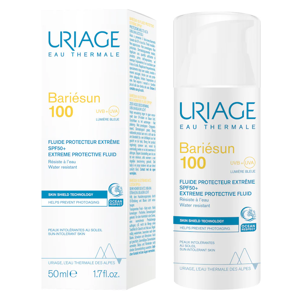 BARIESUN 100 Fluido Protector Extremo SPF50+ - Protector solar facial de alta protección.