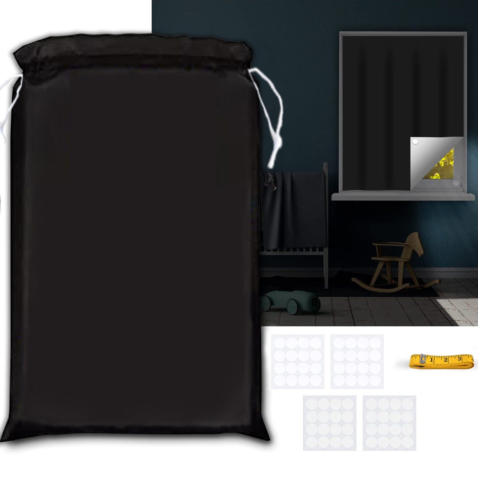 Verdunklungsrollo Verdunklungsrollo Ohne Bohren,Verdunklungsfolie für Fenster, BTTO, Verdunklungsrollo,Sonnenschutz,100% Dachfenster Verdunkelung