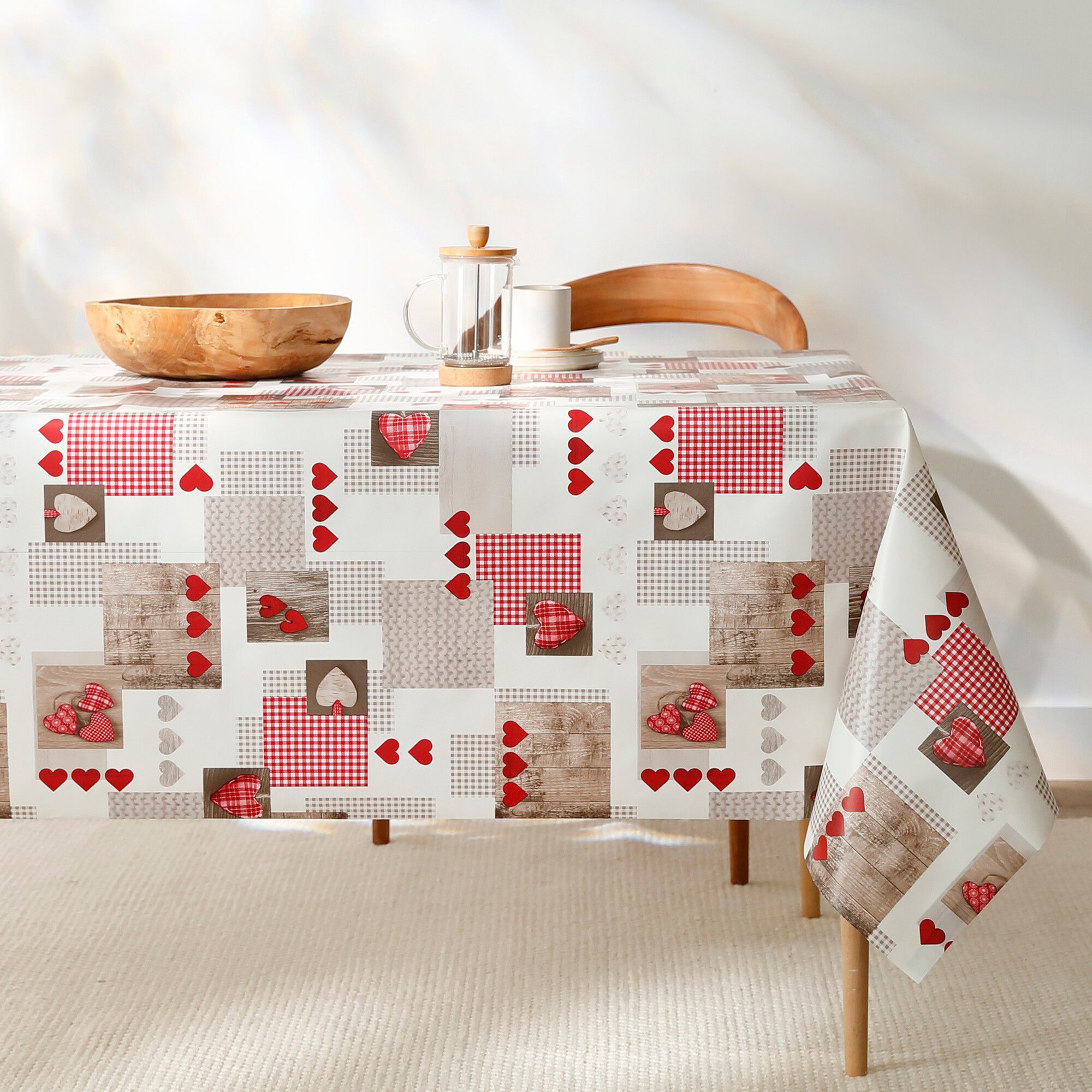Nappe toile cirée motifs coeurs Berneix