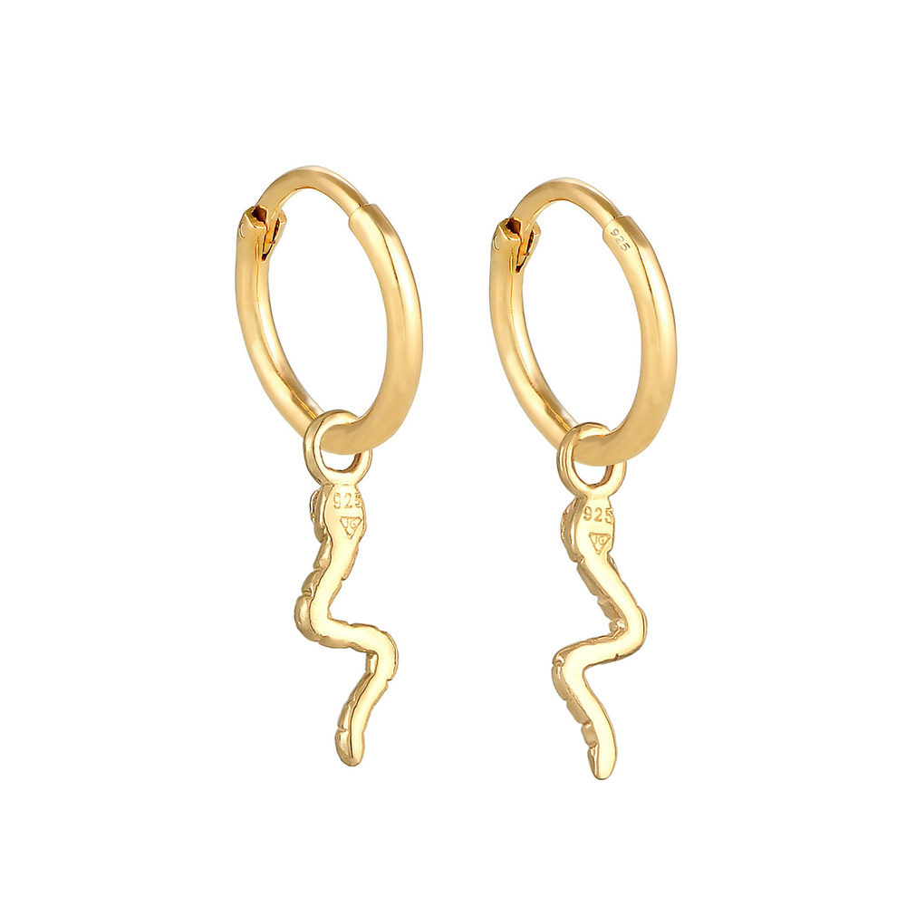 Elli Elli Boucles d'Oreilles Pendentif créole pour dames Snake Trend Blogger Minimal e Boucles d'oreilles